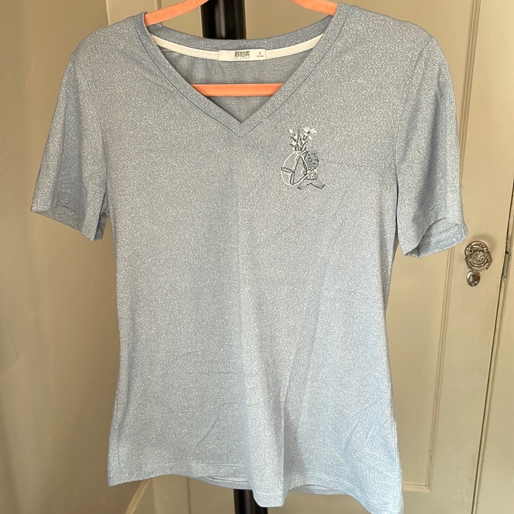 Baby Blue Shimmery Blue V-Neck Tee